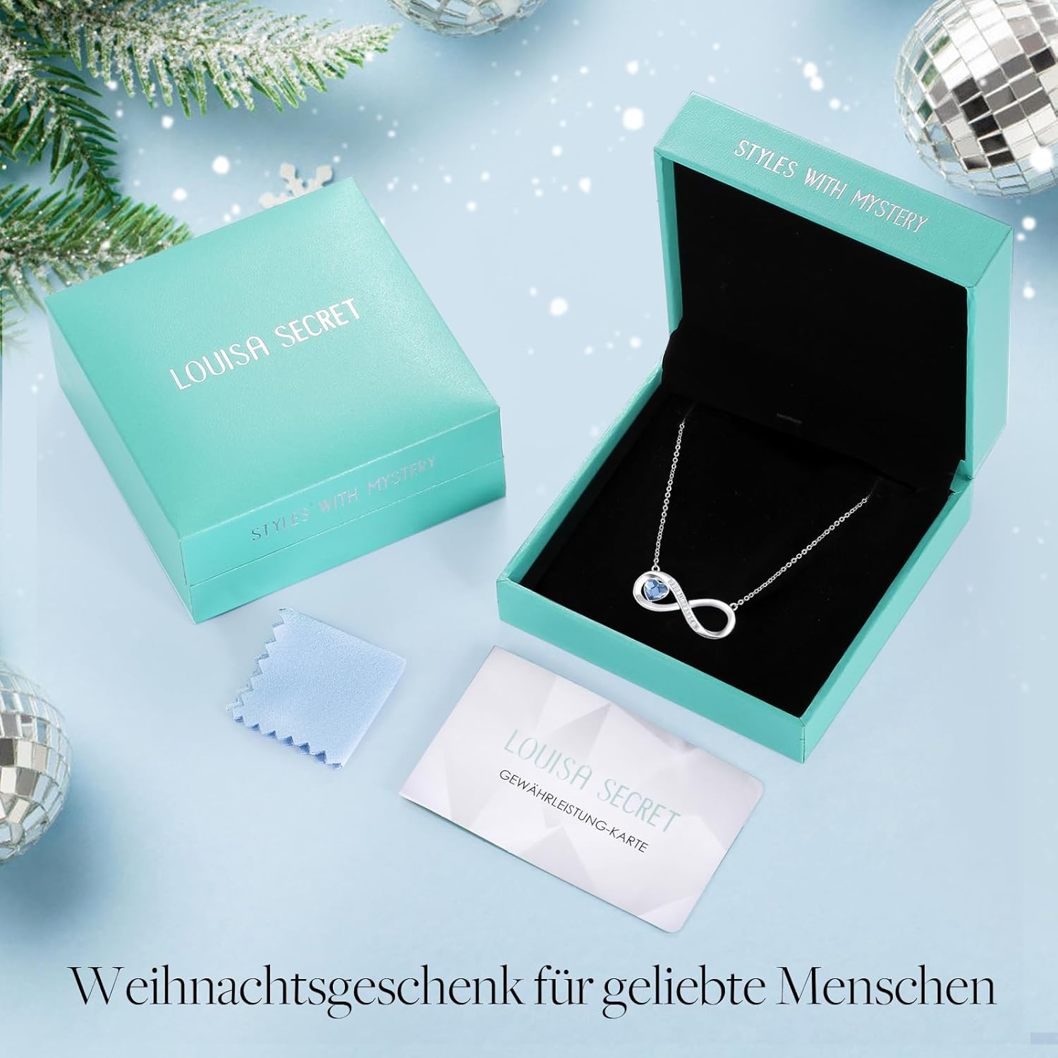 Detalle de LOUISA SECRET Collana Donna Argento 925, Ciondolo Cuore Infinito con Opale – Regalo elegante e ipoallergenico