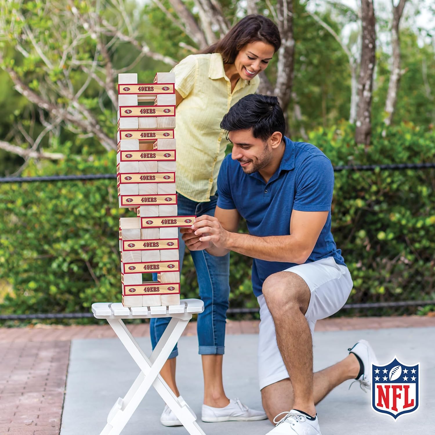 Thumbnail 6 de Wild Sports NFL Giant Stacking Wooden Blocks (Tumbling Tower) – Licensed Team Logo Football Game