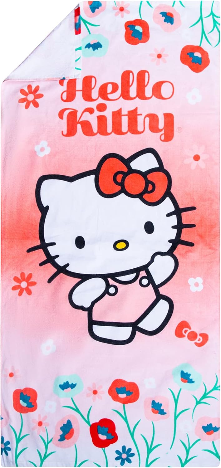 Detalle de Franco Kids Super Soft Cotton Beach Towel, Hello Kitty 58" x 28