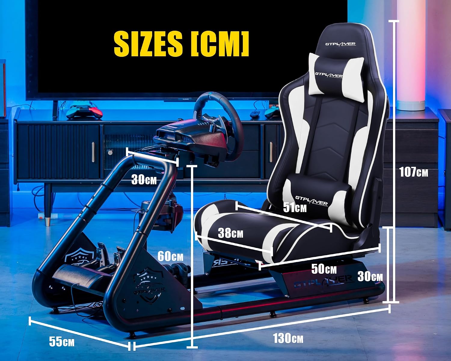 Thumbnail 1 de GTPLAYER Simulatore di Guida: Sedile di Simulazione con Altoparlanti, Supporto per Volante e Pedaliera