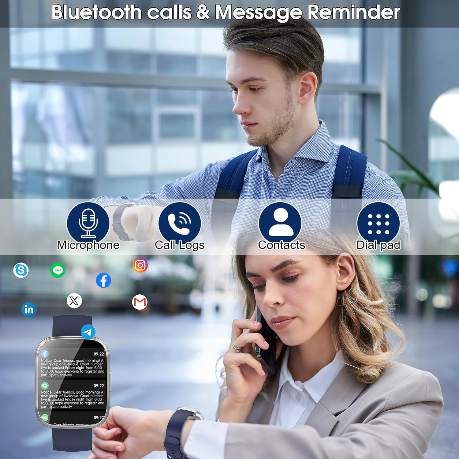 Detalle de Puqo Smart Watch for Men & Women with Bluetooth Calls, 1.95" Fitness Tracking and IP68