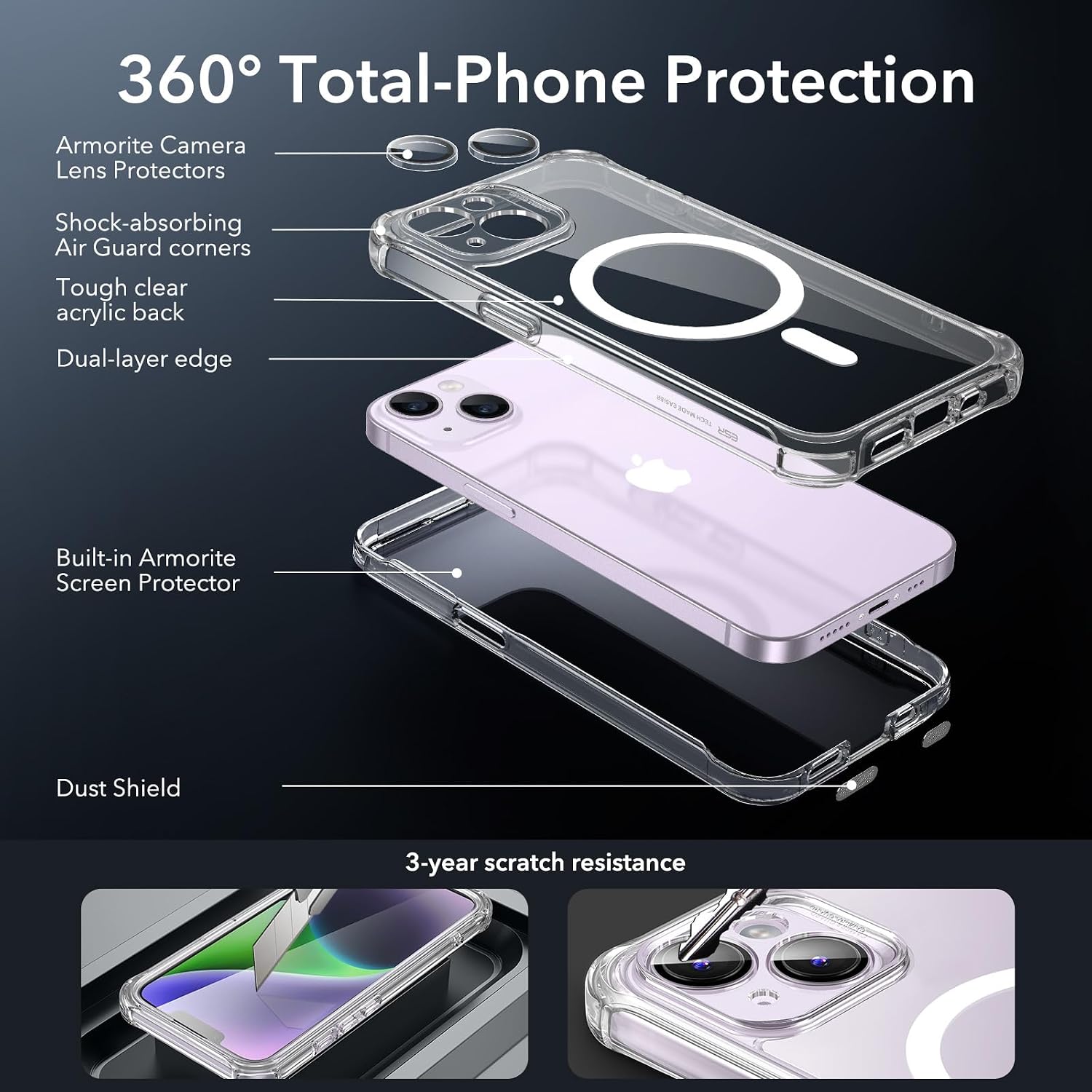 Thumbnail 1 de ESR Armor Series iPhone 14 Case with MagSafe and Built-In Glass Protection