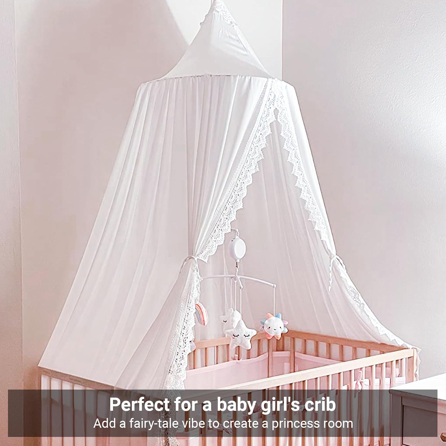 Detalle 1 de OldPAPA Bed Canopy, White Hanging Mosquito Net, 240 cm