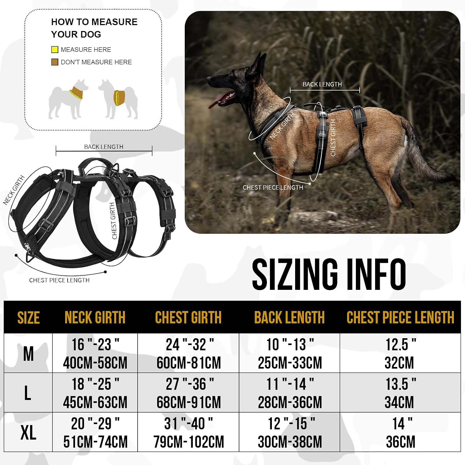 Thumbnail 1 de OneTigris Escape-Proof Dog Harness (Medium, Black, M) with Large Handle