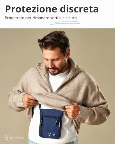 Thumbnail 1 de Vantamo Porta passaporto sottile con protezione RFID – Portafoglio da viaggio a collo