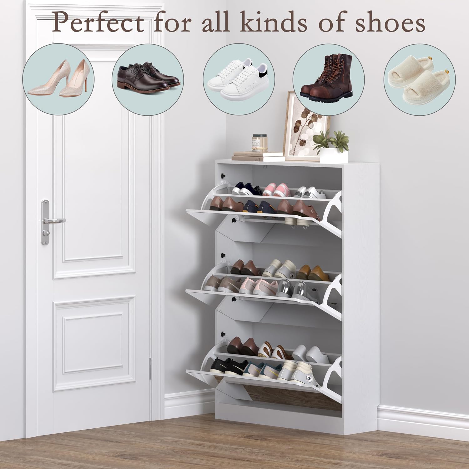 Detalle de BORNOON Shoe Cabinet for 18–24 Pairs