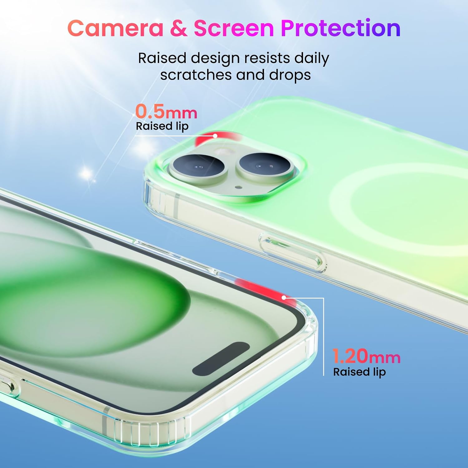Detalle de ORNARTO iPhone 15 MagSafe compatible iridescent shockproof case (6.1 inch)