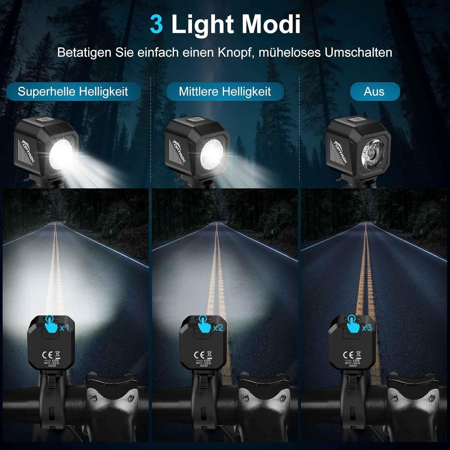 Detalle 2 de toptrek Fahrradlicht Set 2000 mAh