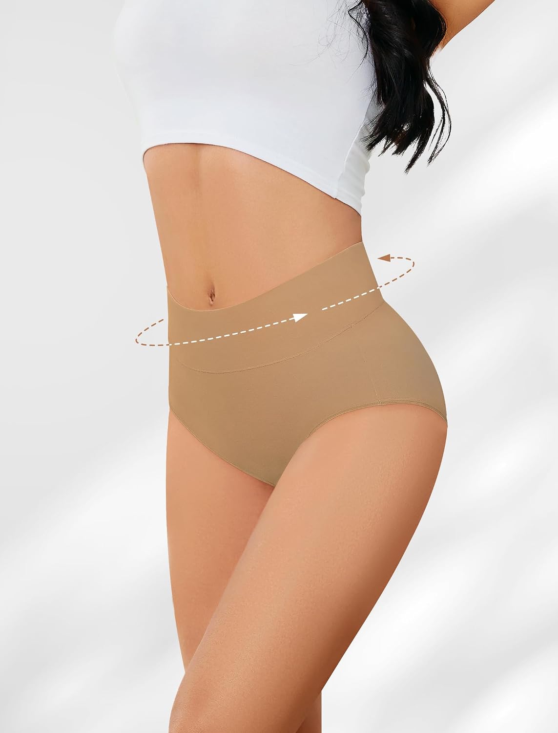 Detalle de VOENXE Cotton Underwear Knickers for Women – High Waist Full Briefs, Multipack (4 Pairs)