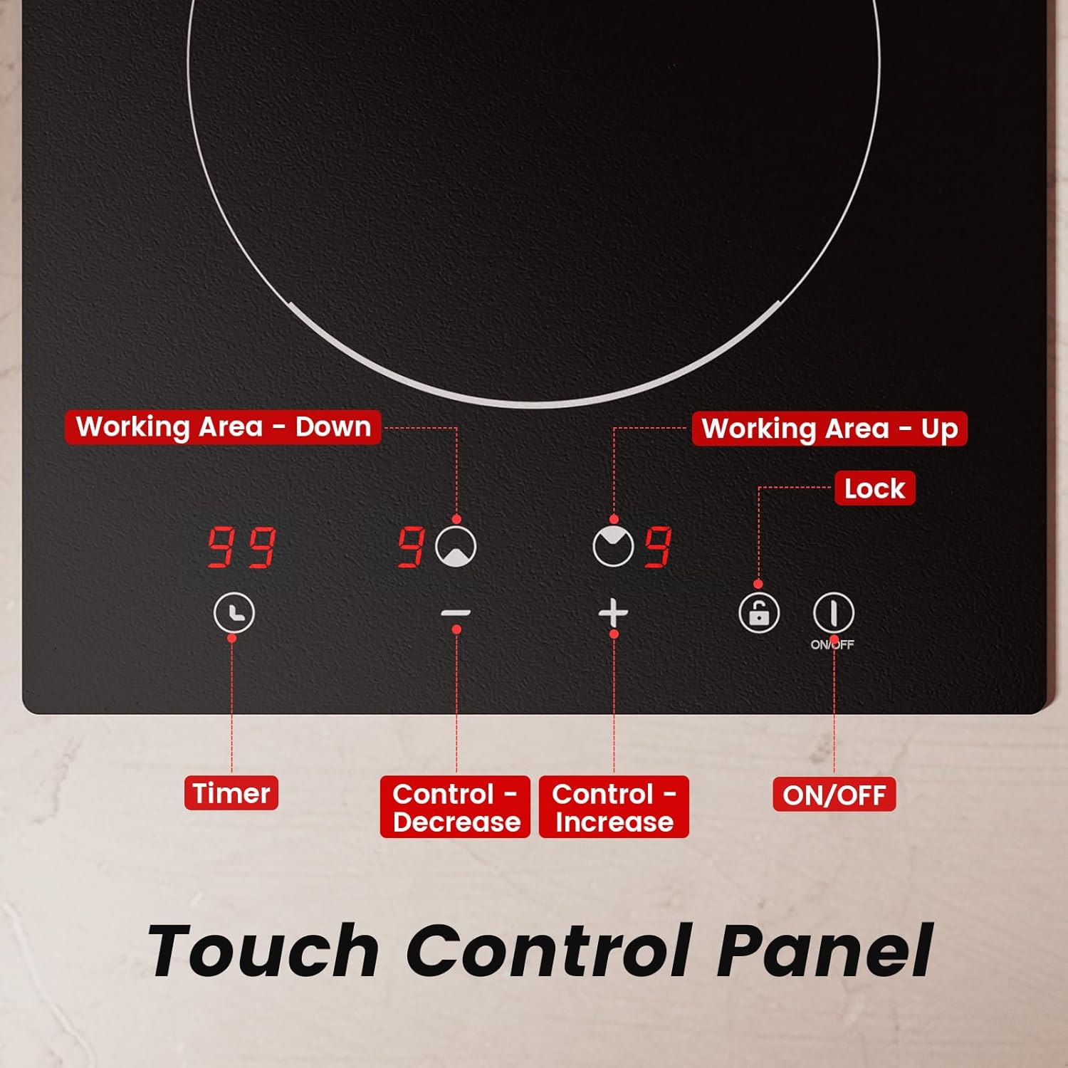 Thumbnail 4 de Plug in Induction Hob - 30cm 2 Ring Built-in Electric Hob (BIH292T)