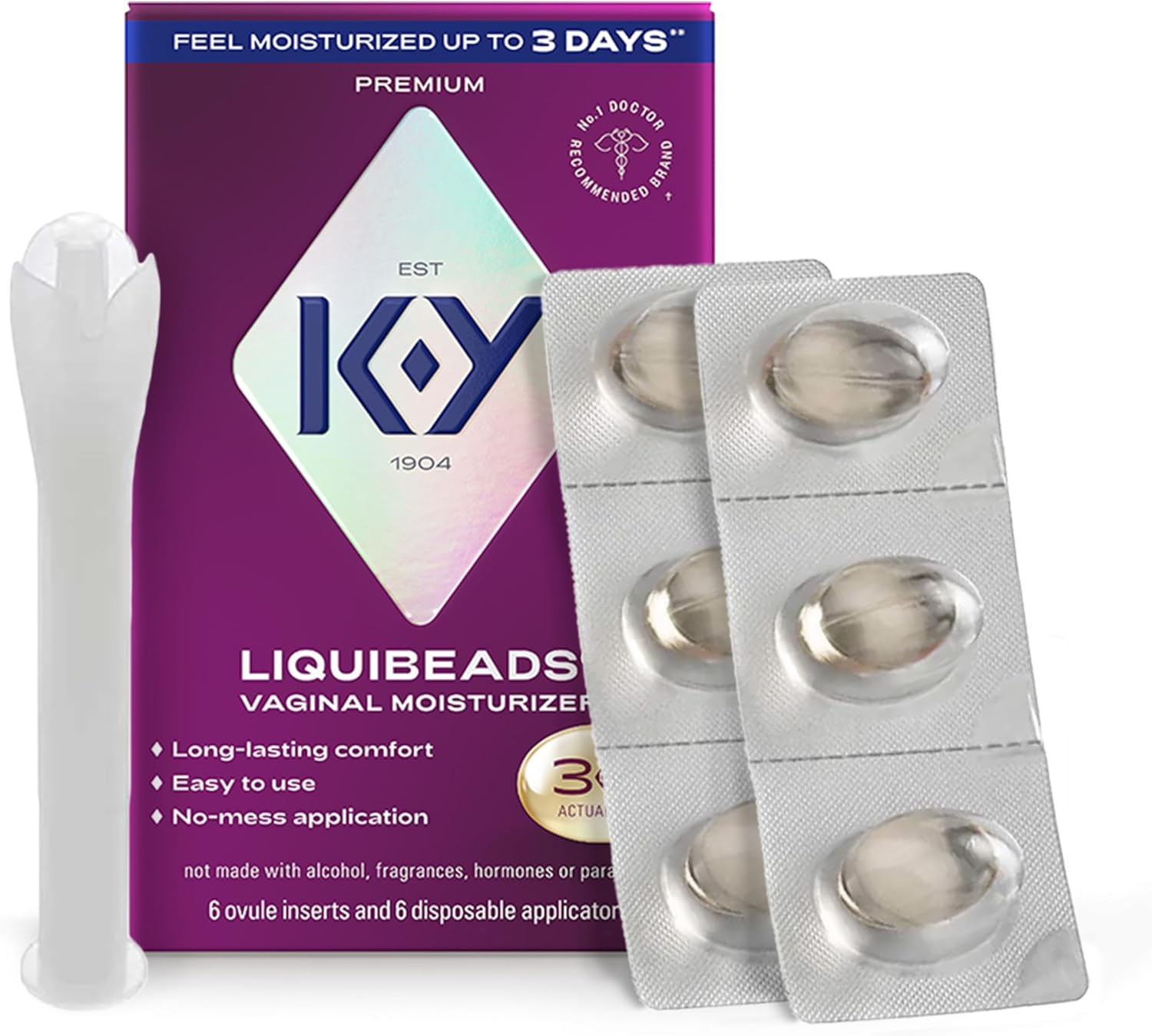 K-Y Liquibeads Vaginal Moisturizer, 6 suppositories ⚙