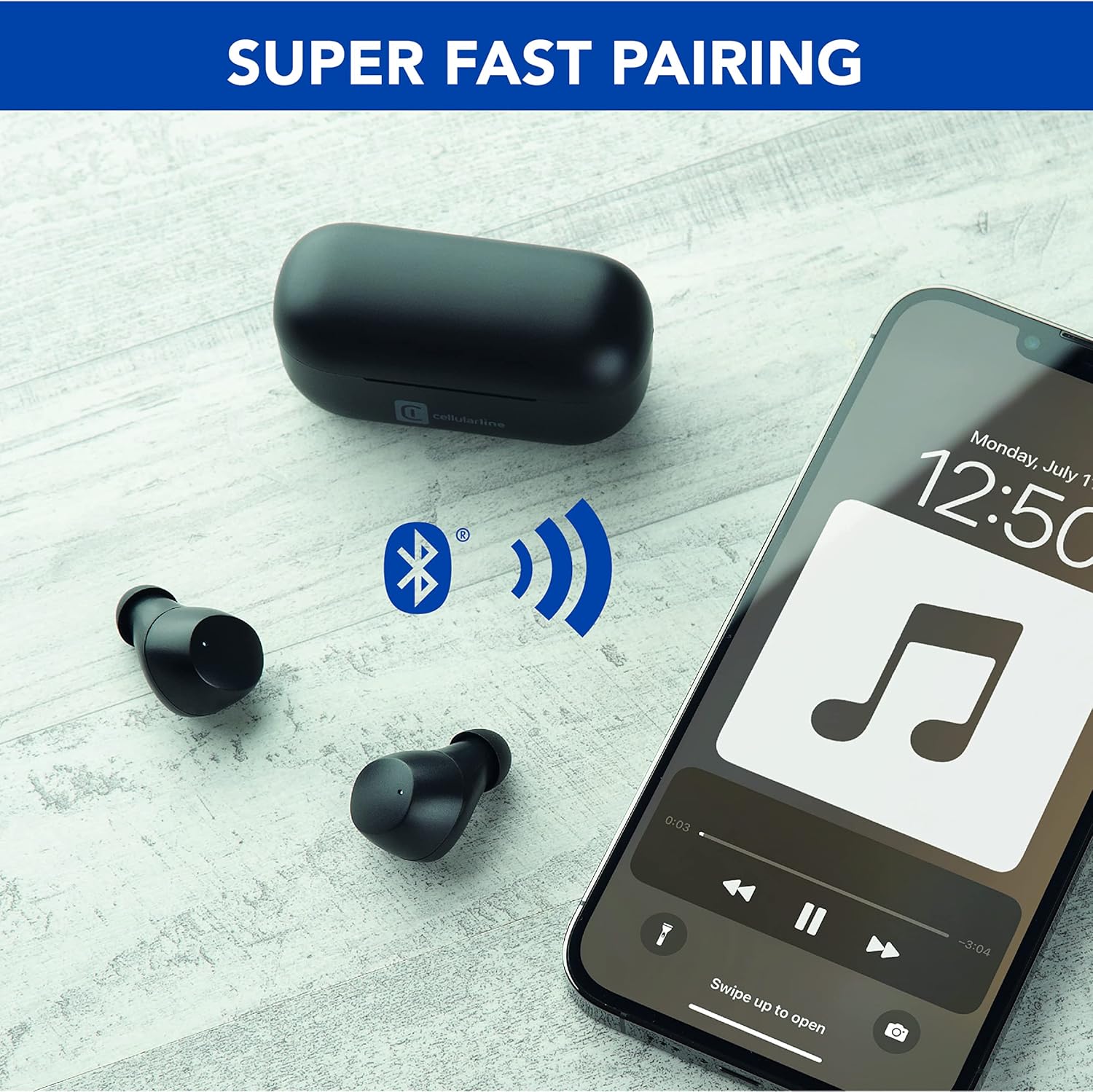 Thumbnail 5 de cellularline Wink Bluetooth 5.0 HiFi Stereo-Kopfhörer mit Ladekoffer (25 Std. Gesamtautonomie) – Schwarz