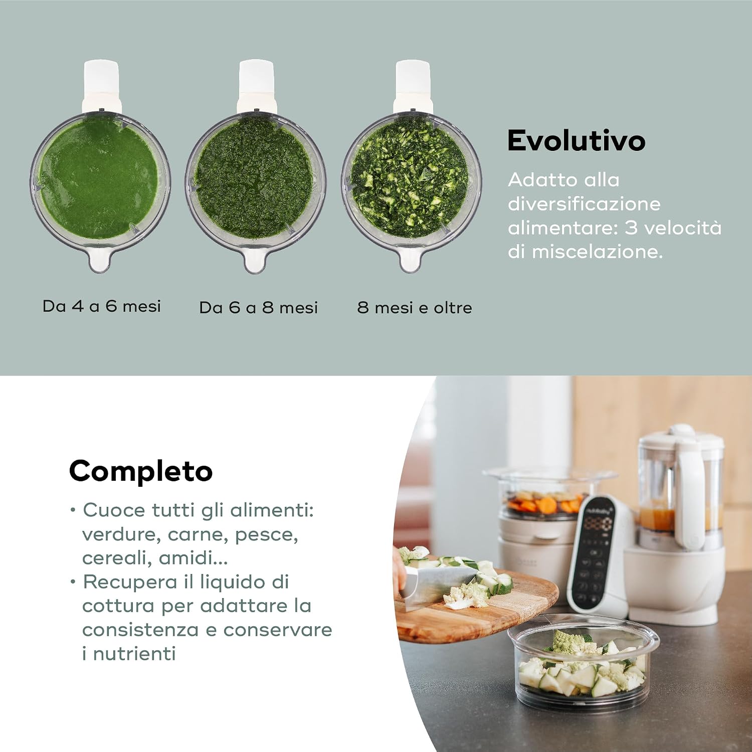 Thumbnail 4 de Babymoov Nutribaby(+) Cuocipappa 6 in 1 – cuocivapore, frullatore e batch cooking, Beige minerale