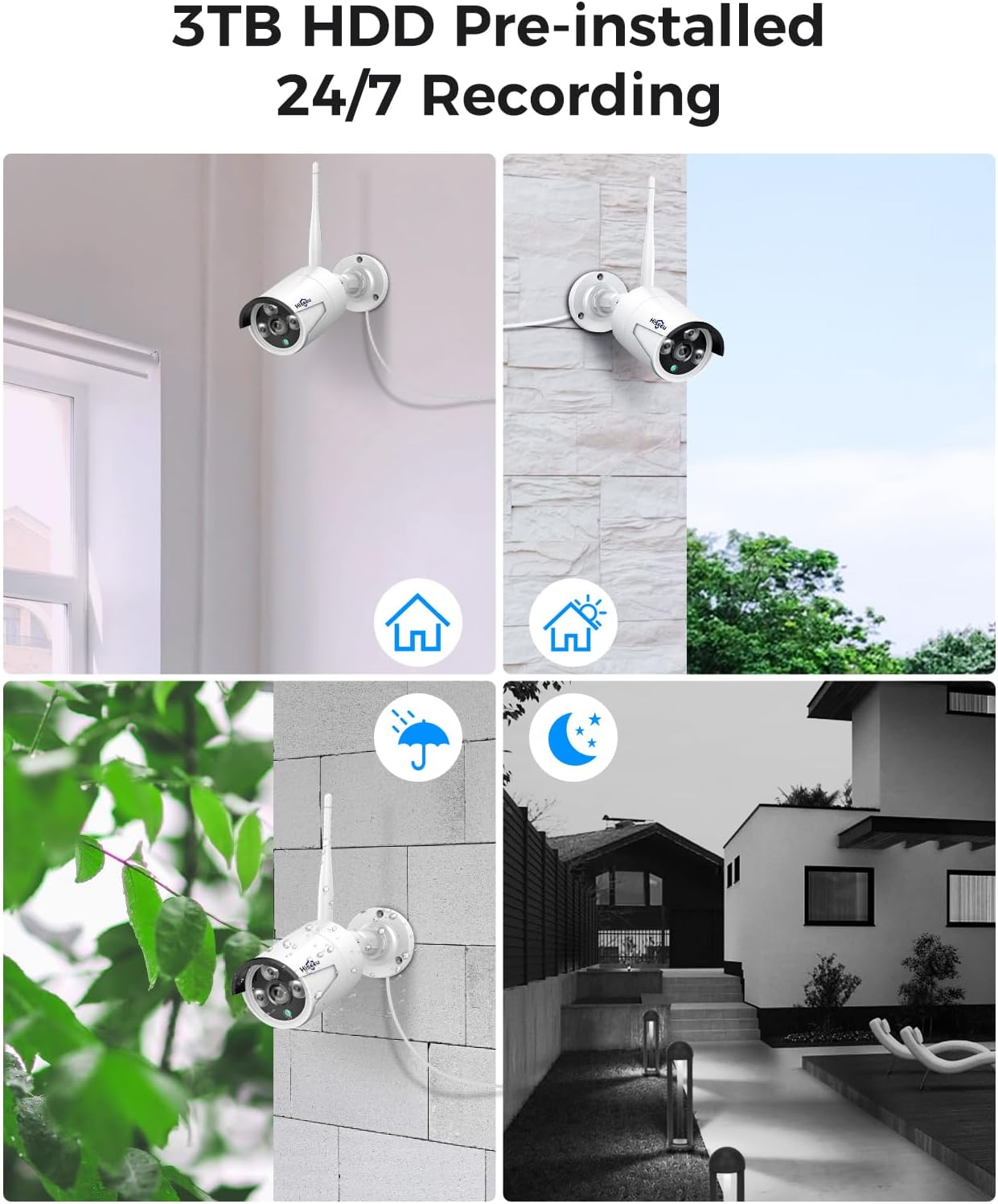 Thumbnail 6 de [100ft] Hiseeu Wireless WiFi Security Camera System: 16-Channel 4K NVR with 4 Outdoor Cameras