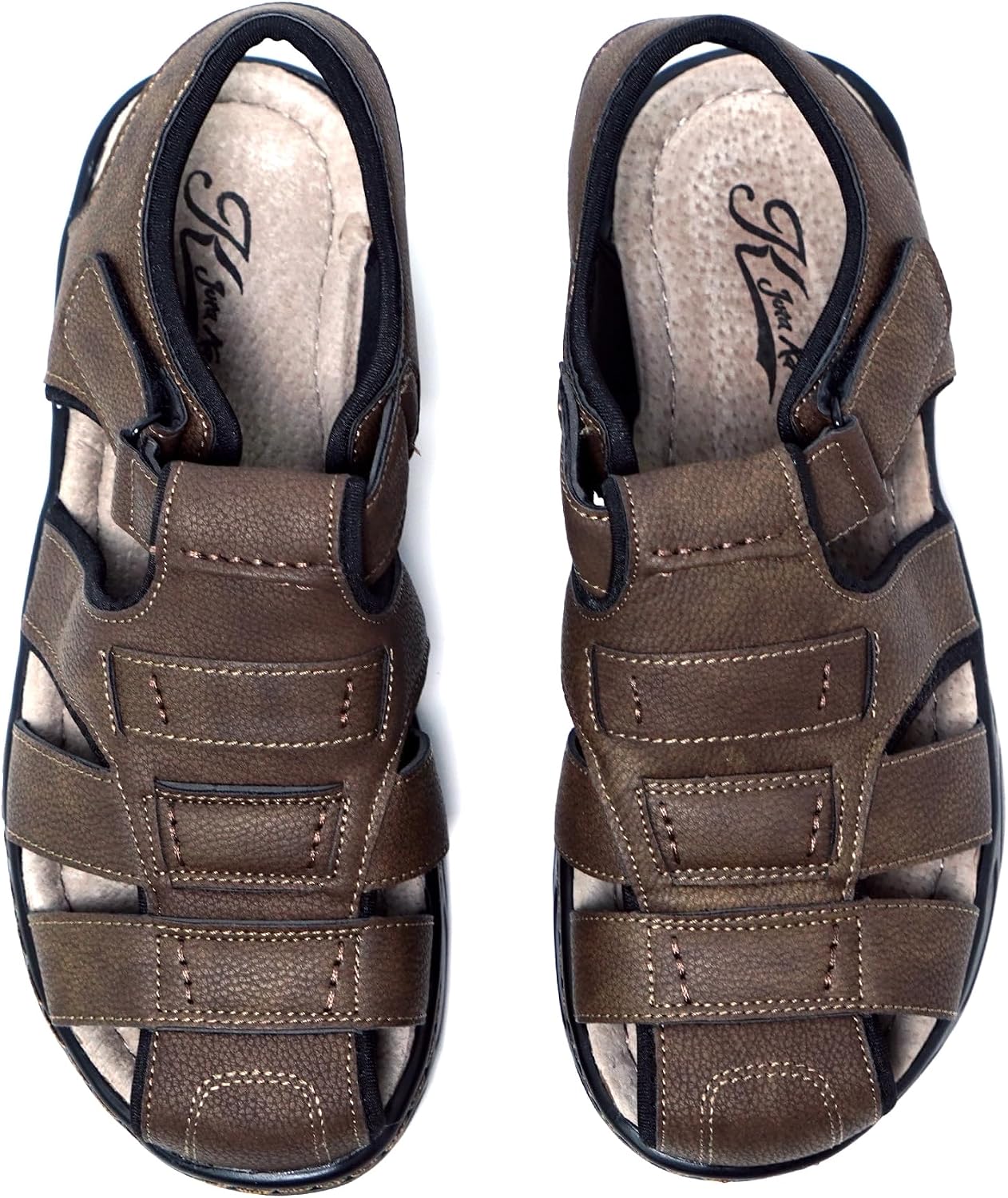 Detalle de JOMIX Sandali Uomo Estivi Comodi Sportivi in Pelle con Chiudura a Strappo