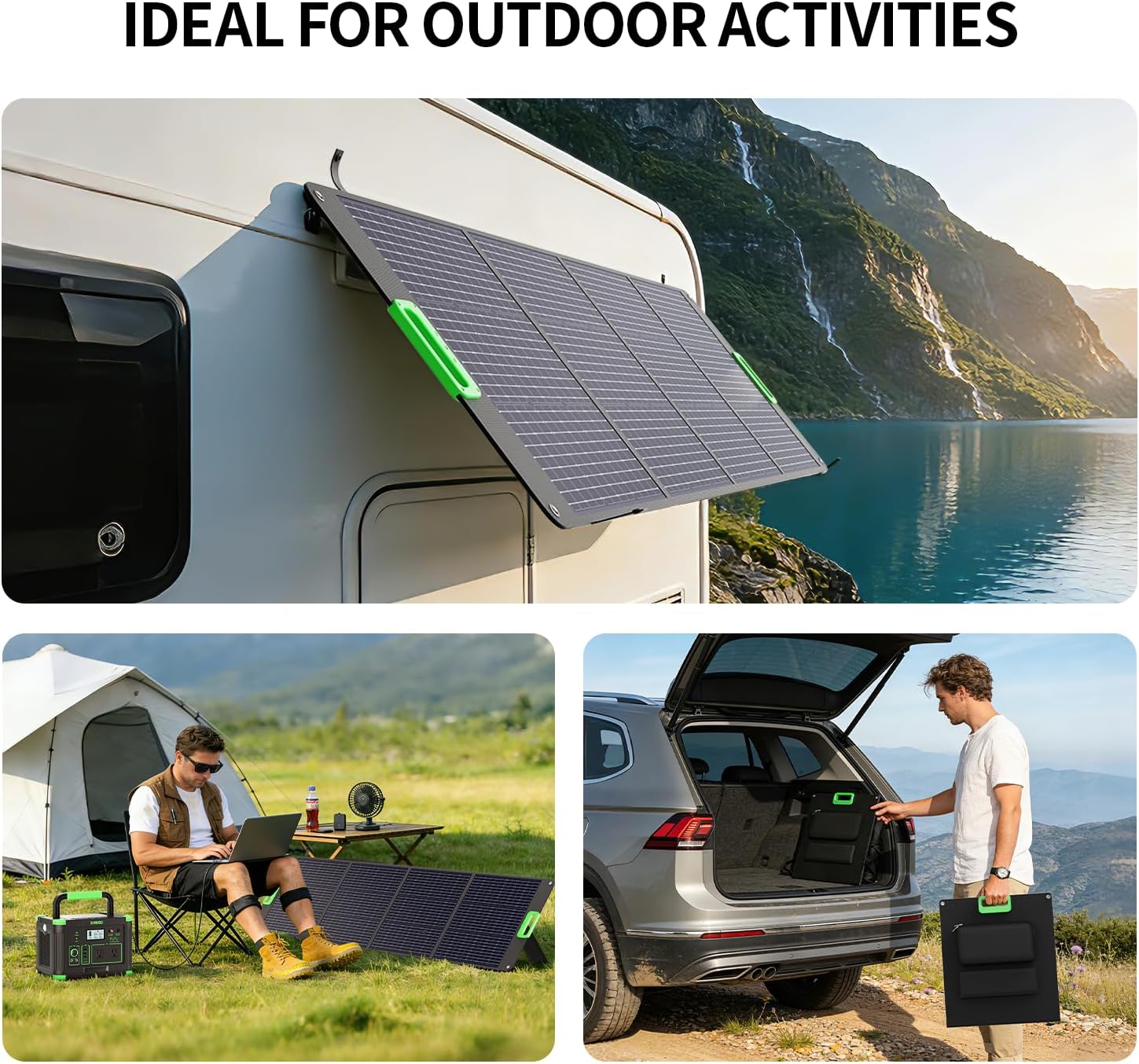 Thumbnail 5 de 200W Portable Solar Panel with 23.5% Efficiency | 4-in-1 Output for RV, Camping, and Off-Grid Power