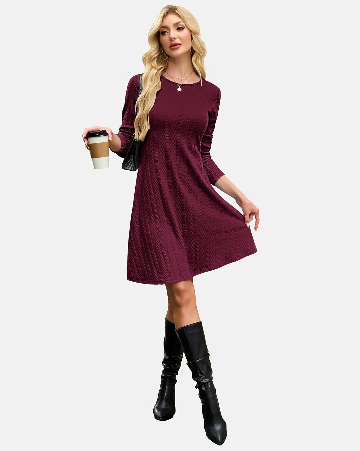 Thumbnail 4 de AUSELILY Strickkleid Herbst Damen 95% Rayon