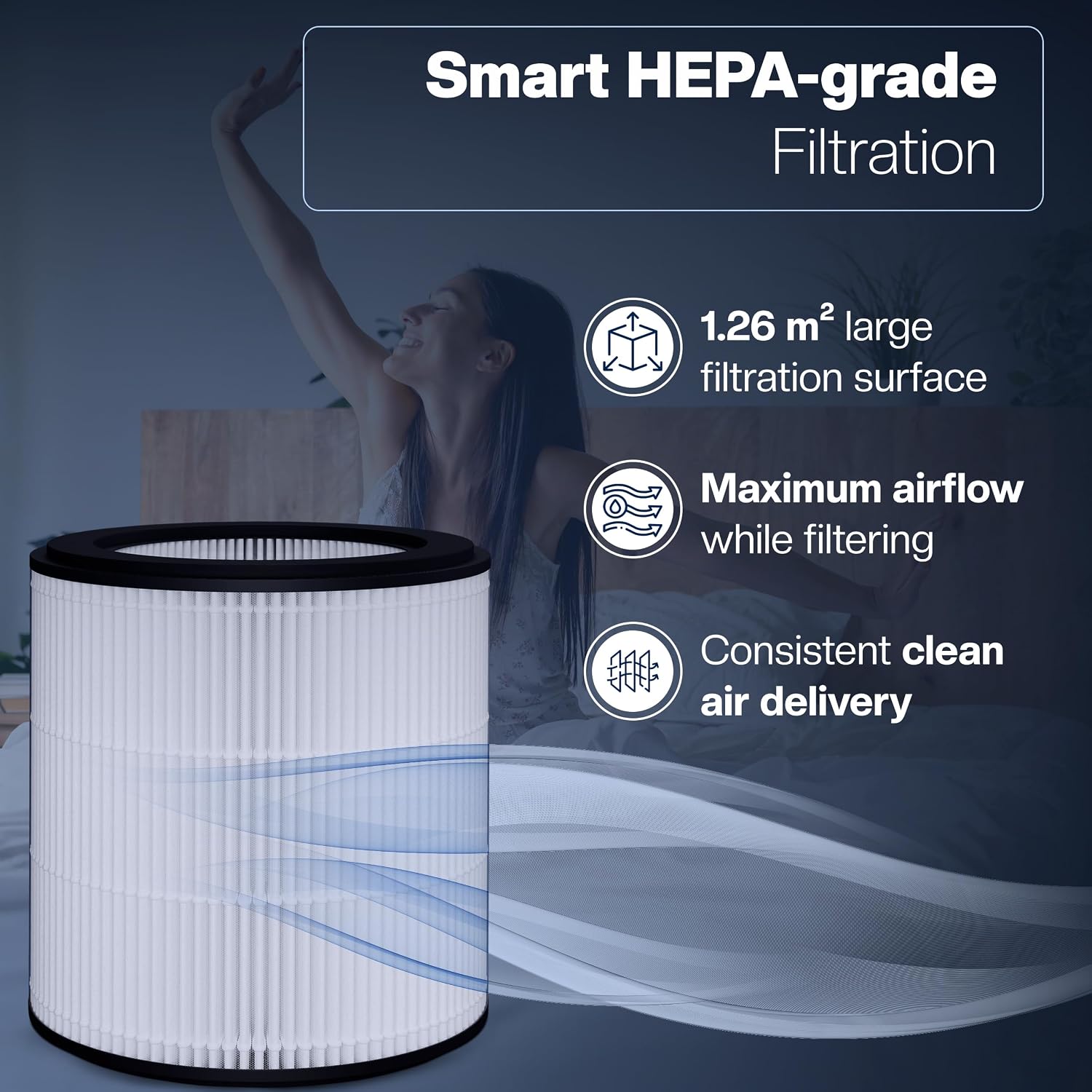 Detalle 2 de 1E FY0194 HEPA-vervangingsfilters voor Philips AC0820 en AC0819, set van 2