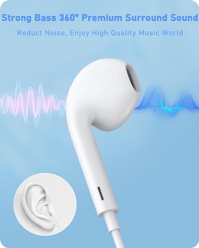 Thumbnail 5 de Écouteurs Filaires USB-C Spy Tec pour iPhone 17/16/15 – Hi‑Fi Stéréo, Microphone et Contrôle du Volume, Casque de Studio, Blancs