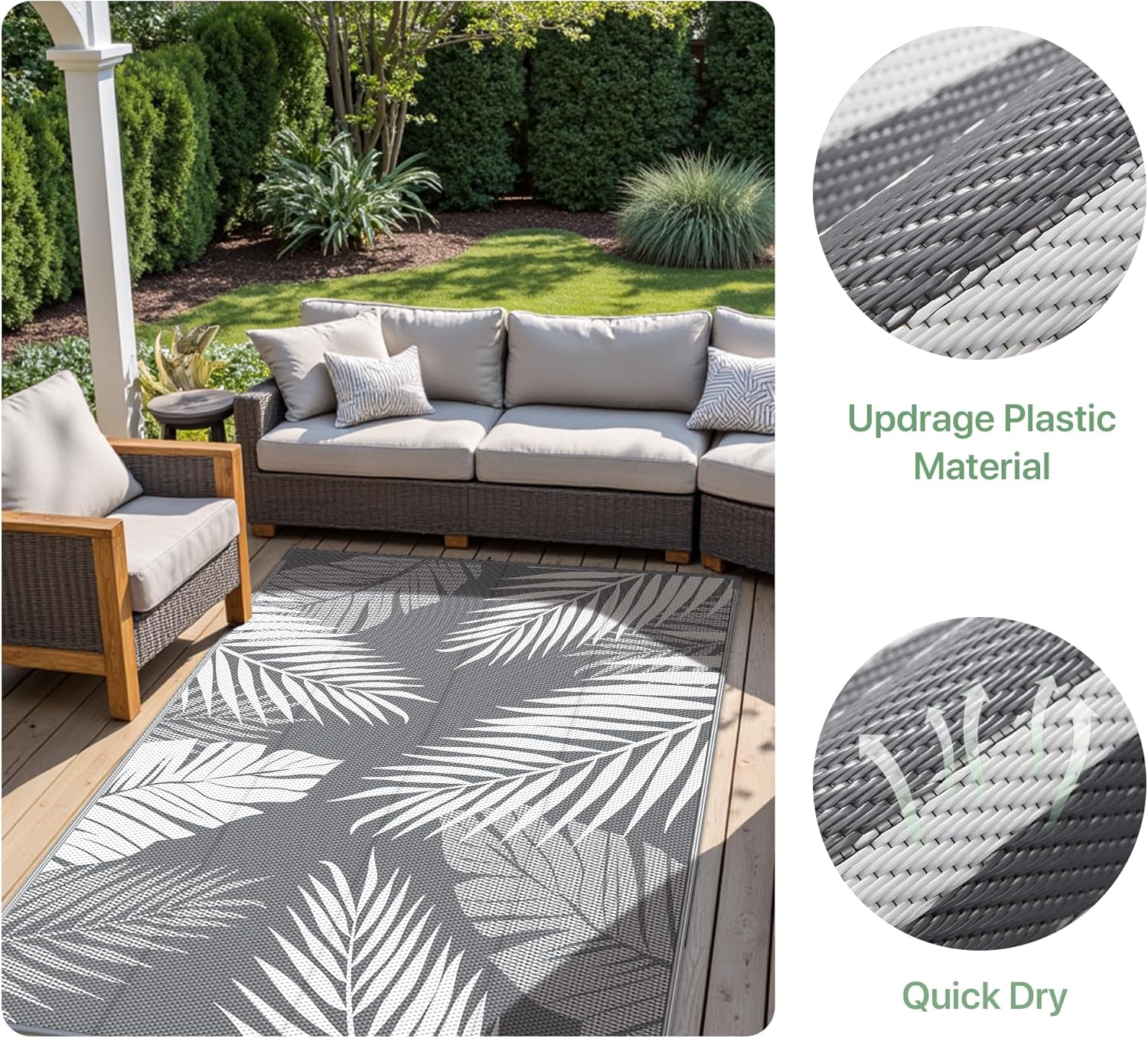 Thumbnail 2 de GENIMO Outdoor Rug 180x275cm: Reversible, Waterproof and UV‑Resistant Large Patio Rug