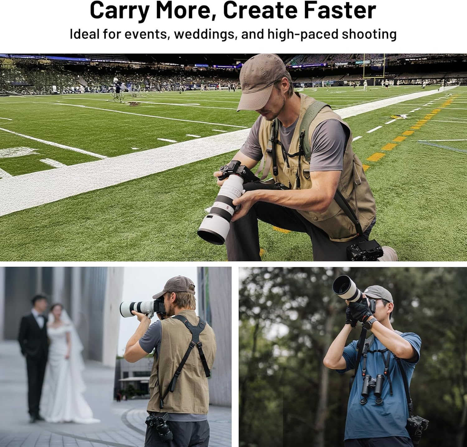 Thumbnail 2 de PGYTECH Camera Strap Master: Leather Dual Shoulder Harness for 3 Cameras