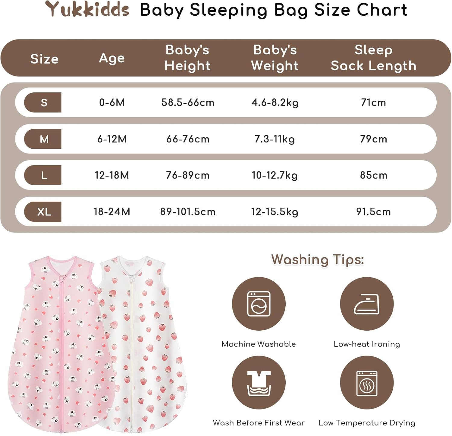 Thumbnail 3 de Yukkidds Baby Sleeping Bag 0.5 Tog – 100% Cotton, Lightweight Summer 2 Pack (Pink Berry)