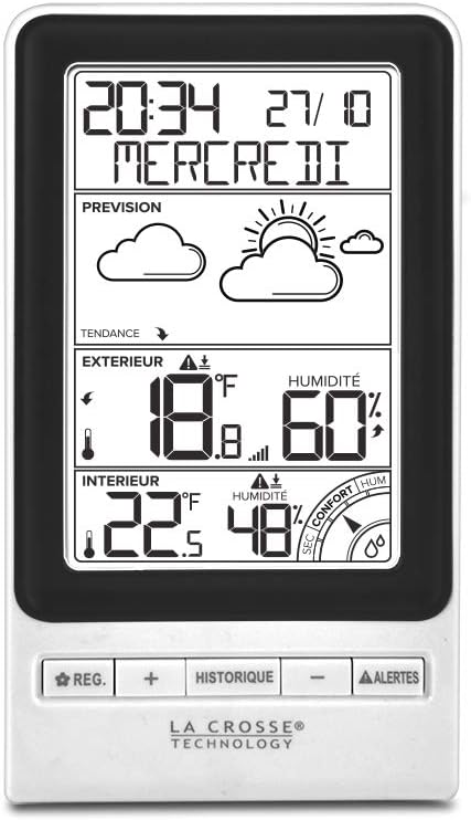 Detalle de La Crosse Technology WS6819 Station Météo Noir – Prévision, Alertes et Indice de confort