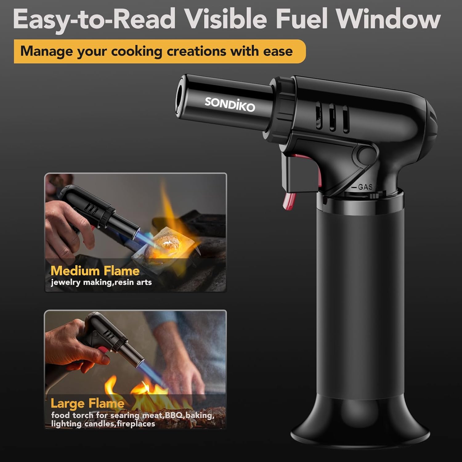 Thumbnail 1 de Sondiko S907 kitchen blow torch with fuel gauge