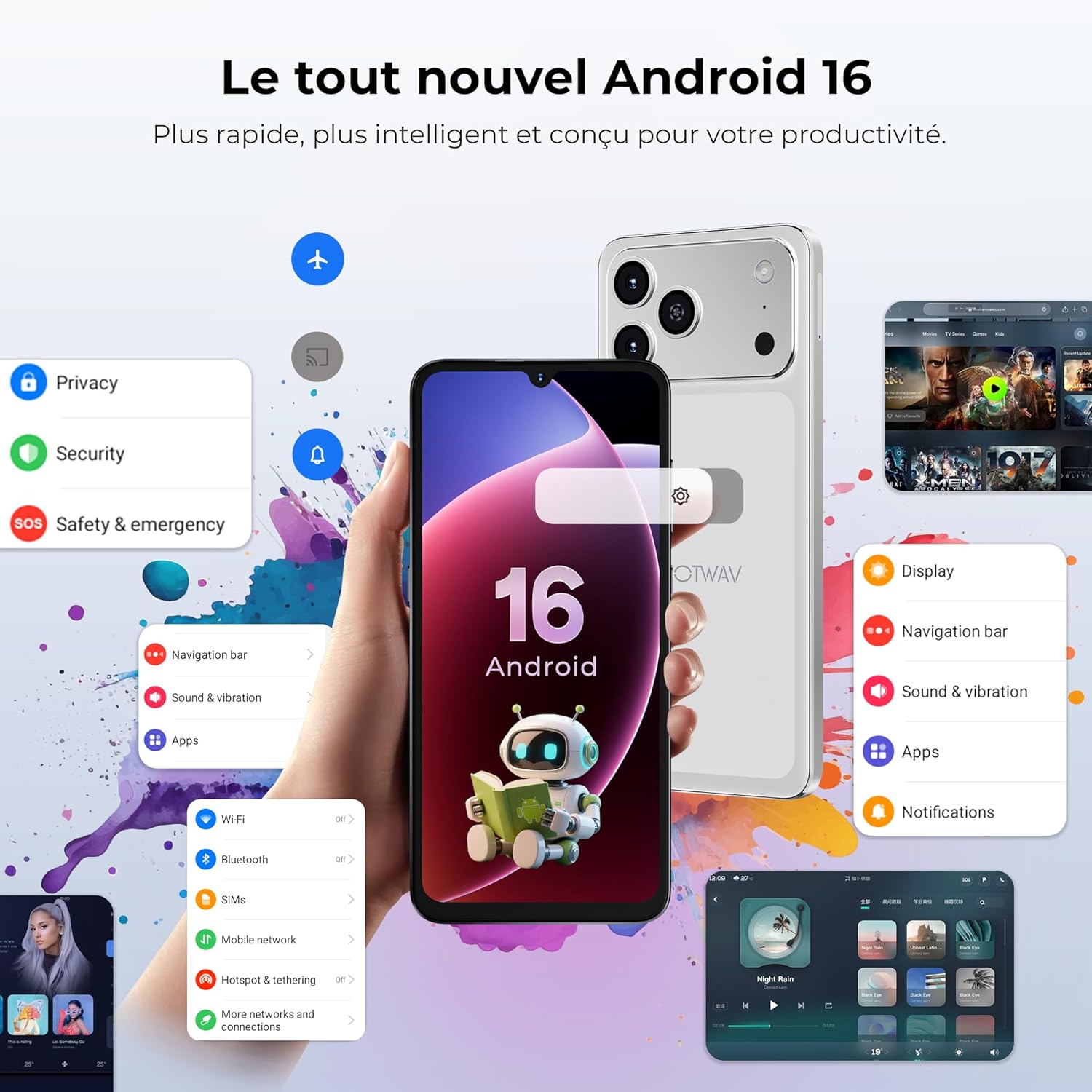 Detalle de HOTWAV X100GT: Smartphone Android 16 avec double écran, 6,9'' et 1 To extensible
