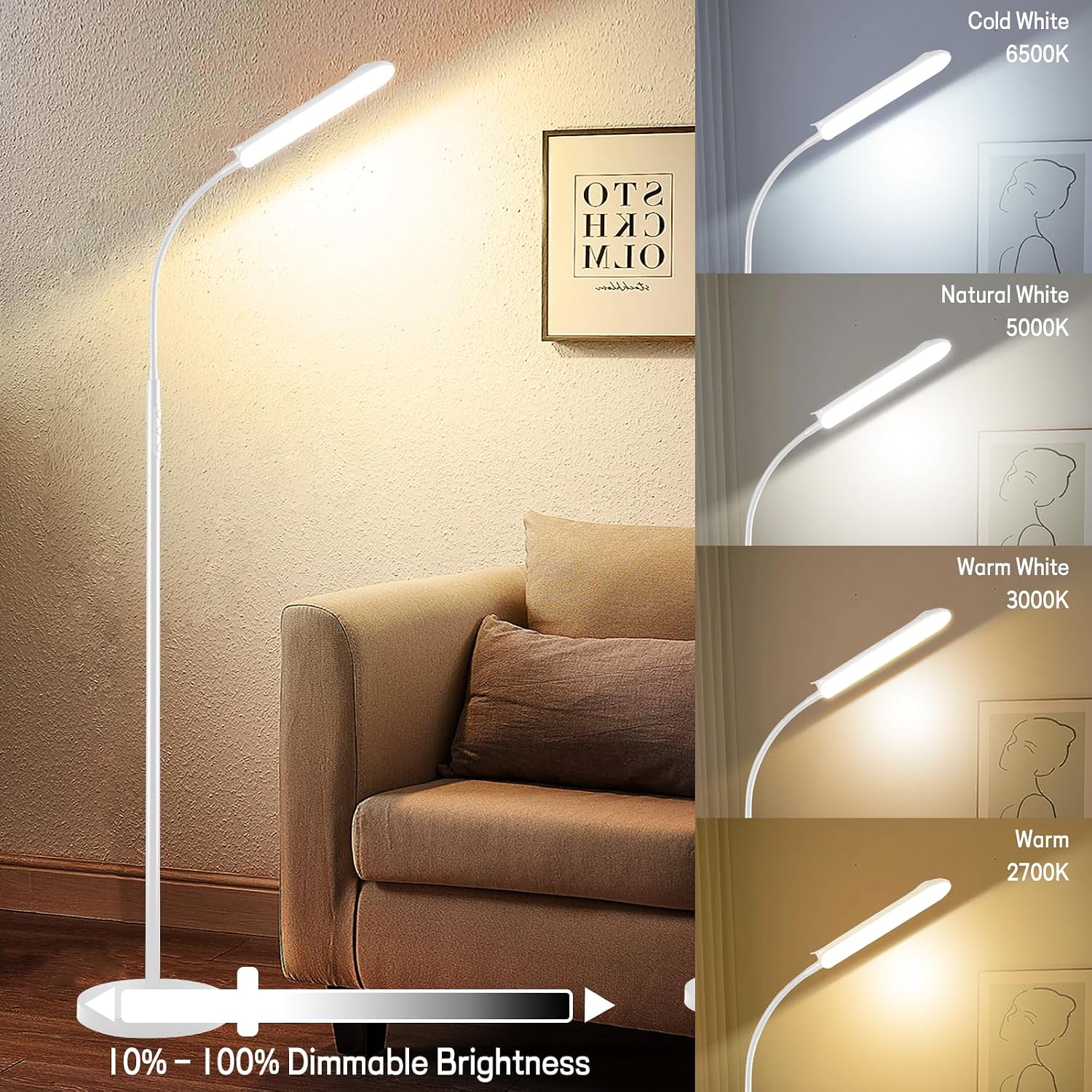 Detalle de marctronic Weiß LED Stehlampe 18 W dimmbar