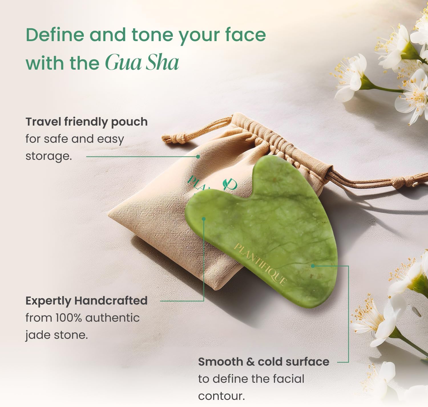 Detalle 2 de PLANTIFIQUE Jade Gua Sha & Korean Face Serum Set (30ml) – Hydrating Glow