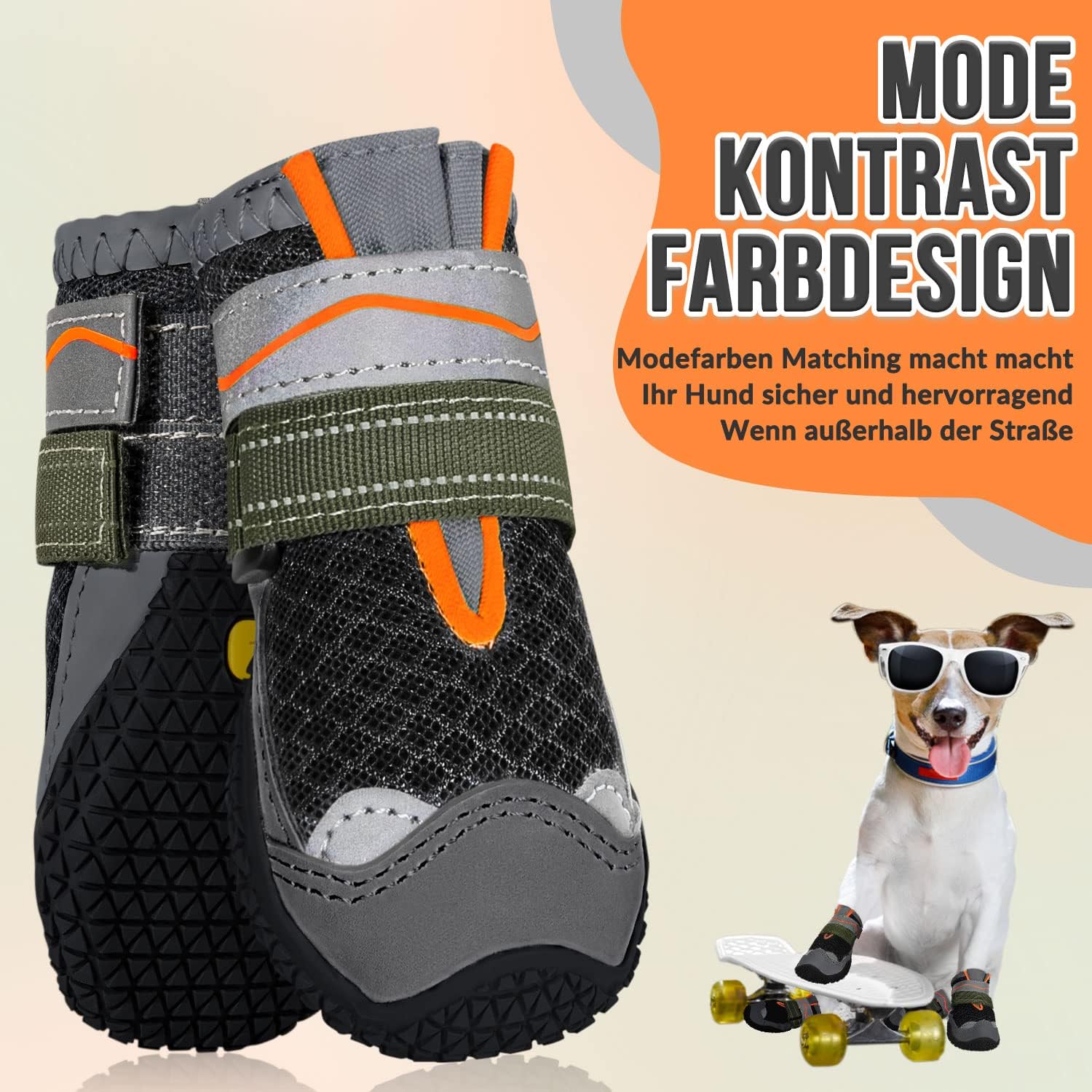 Thumbnail 2 de SlowTon Hundeschuhe Pfotenschutz (4 Stück) – atmungsaktiv, rutschfeste Sohle, verstellbarer reflektierender Klettverschluss