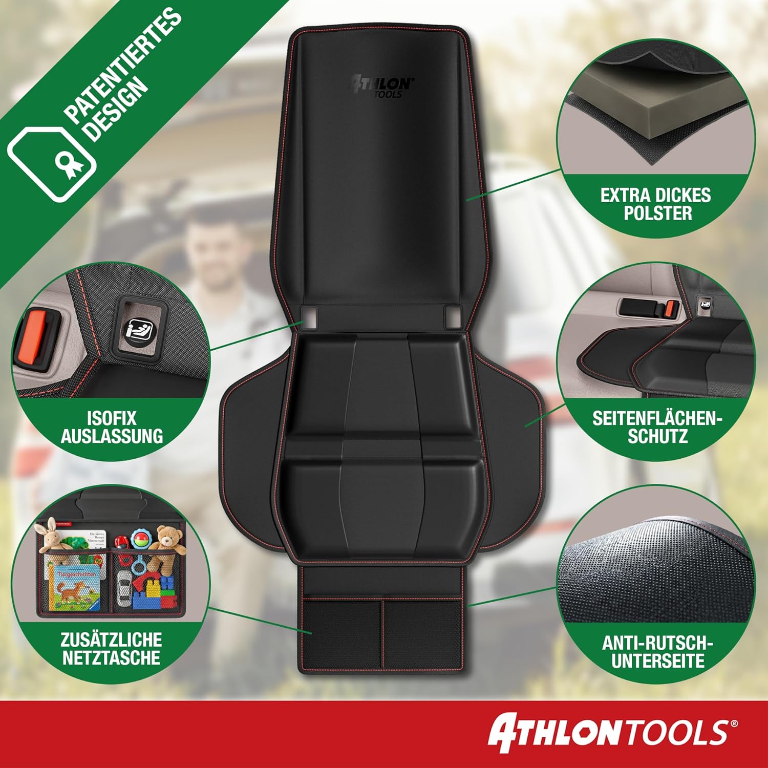 Thumbnail 5 de ATHLON TOOLS Kindersitzunterlage Auto mit Seitenschutz – gepolstert, ISOFIX-kompatibel