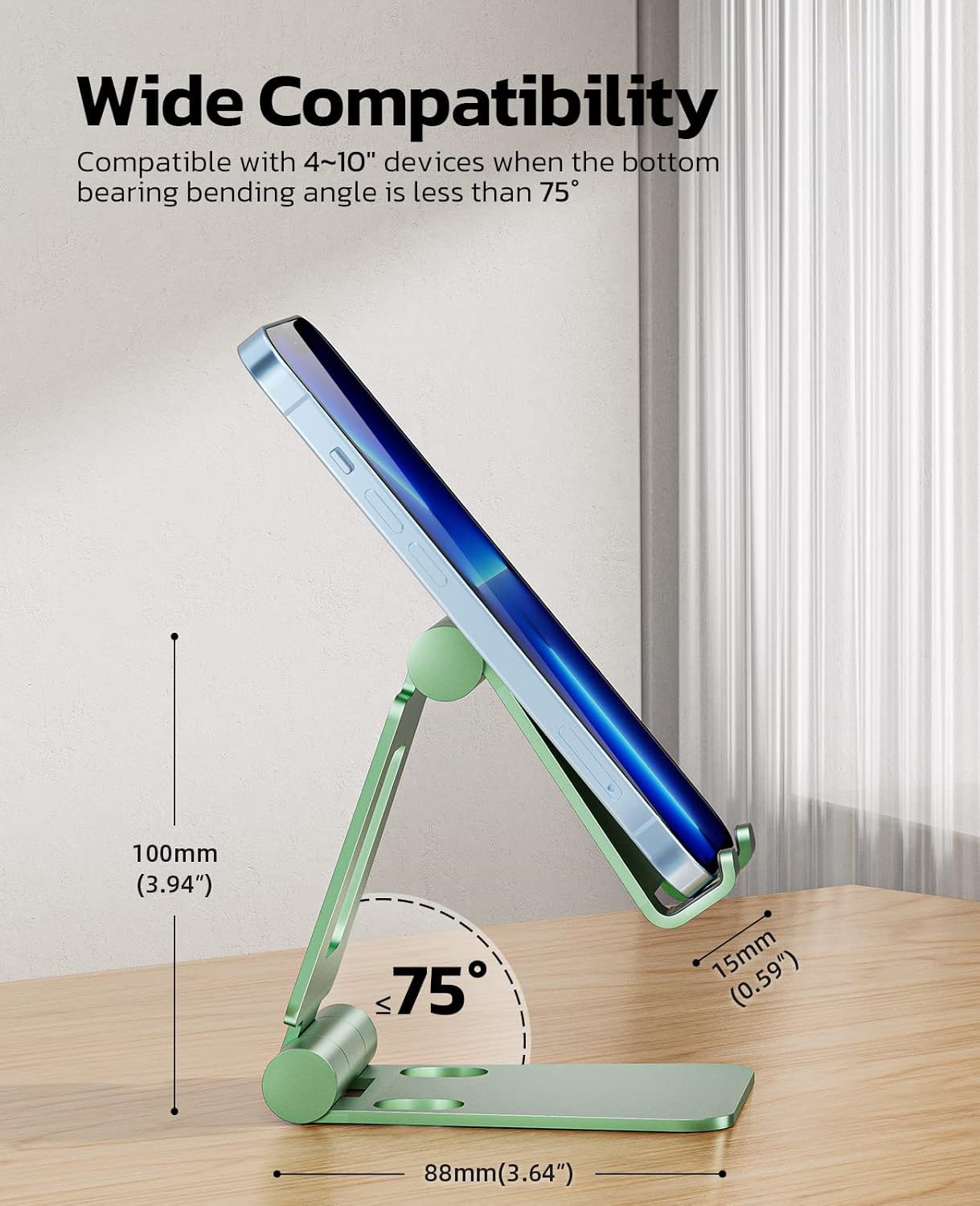 Detalle 2 de Nulaxy Dual Folding Phone Stand — Adjustable green
