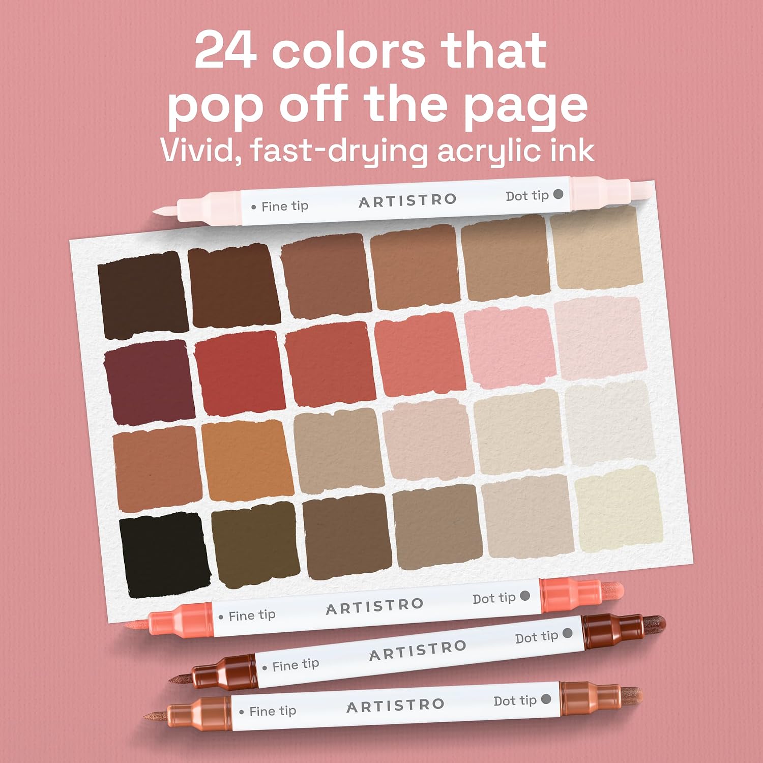 Thumbnail 1 de ARTISTRO Acrylic Paint Markers, 24 Skin Tones