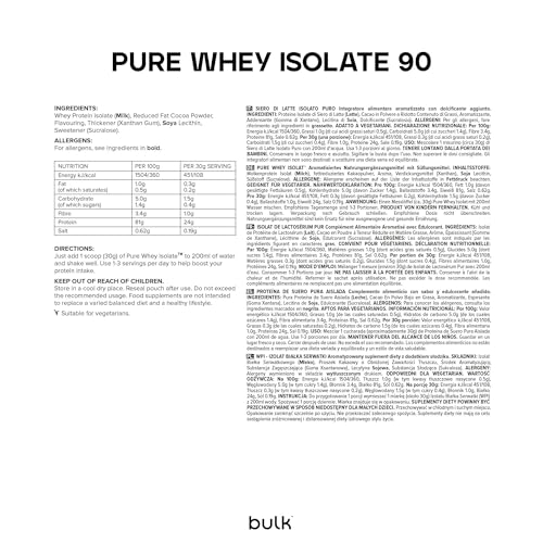Detalle 2 de Bulk Pure Whey Isolate 90 2,5 kg — 25 g proteína por porción 🥛