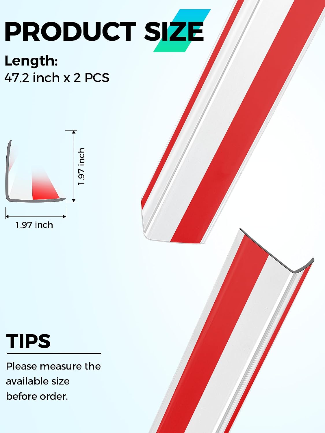 Thumbnail 2 de MONOID Clear Wall Corner Protector, 2-Piece Self-Adhesive Guard, 5 cm × 120 cm