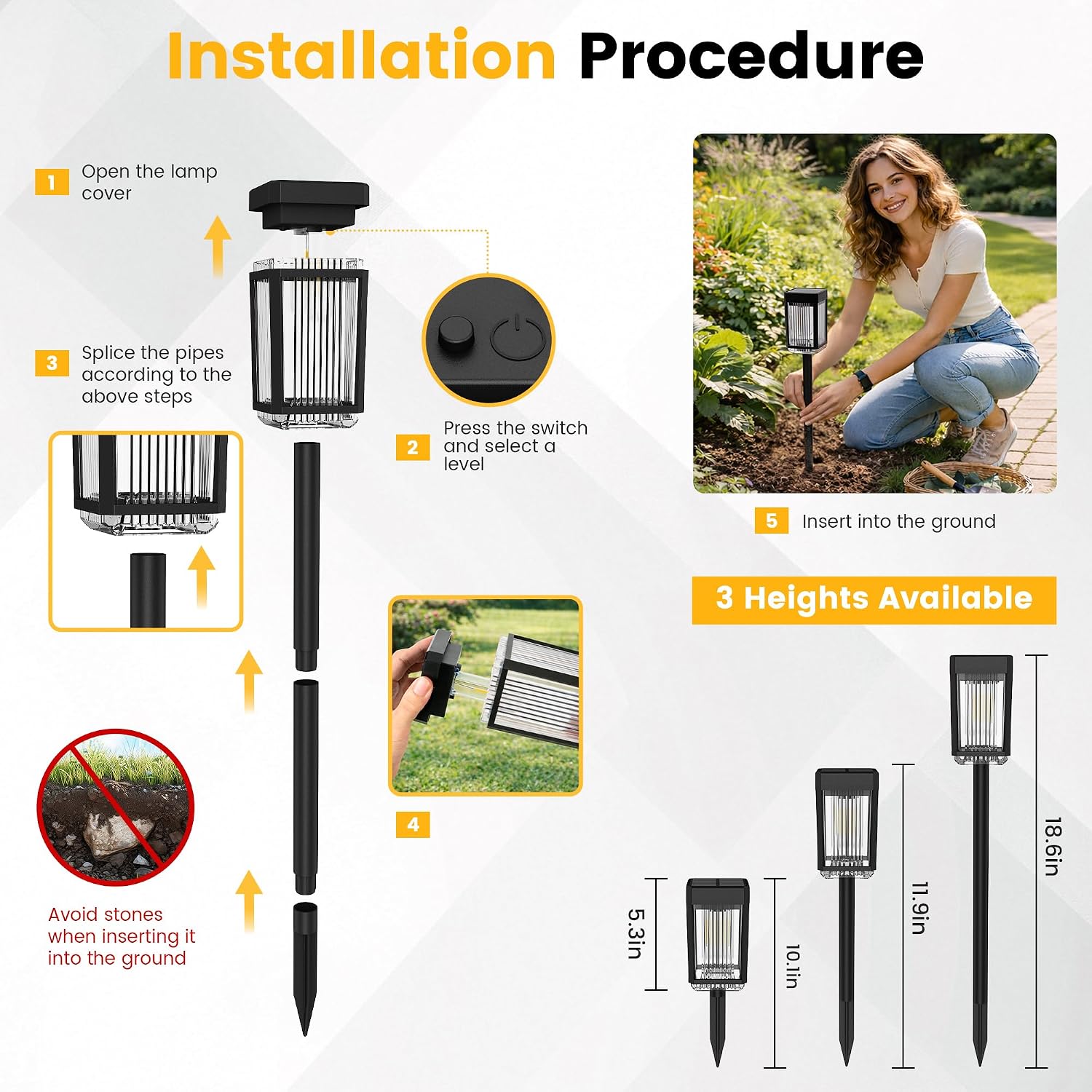 Thumbnail 6 de HMDecor 8-Pack Solar Path Lights: IP65 Waterproof Garden Lights with 3 Brightness Levels