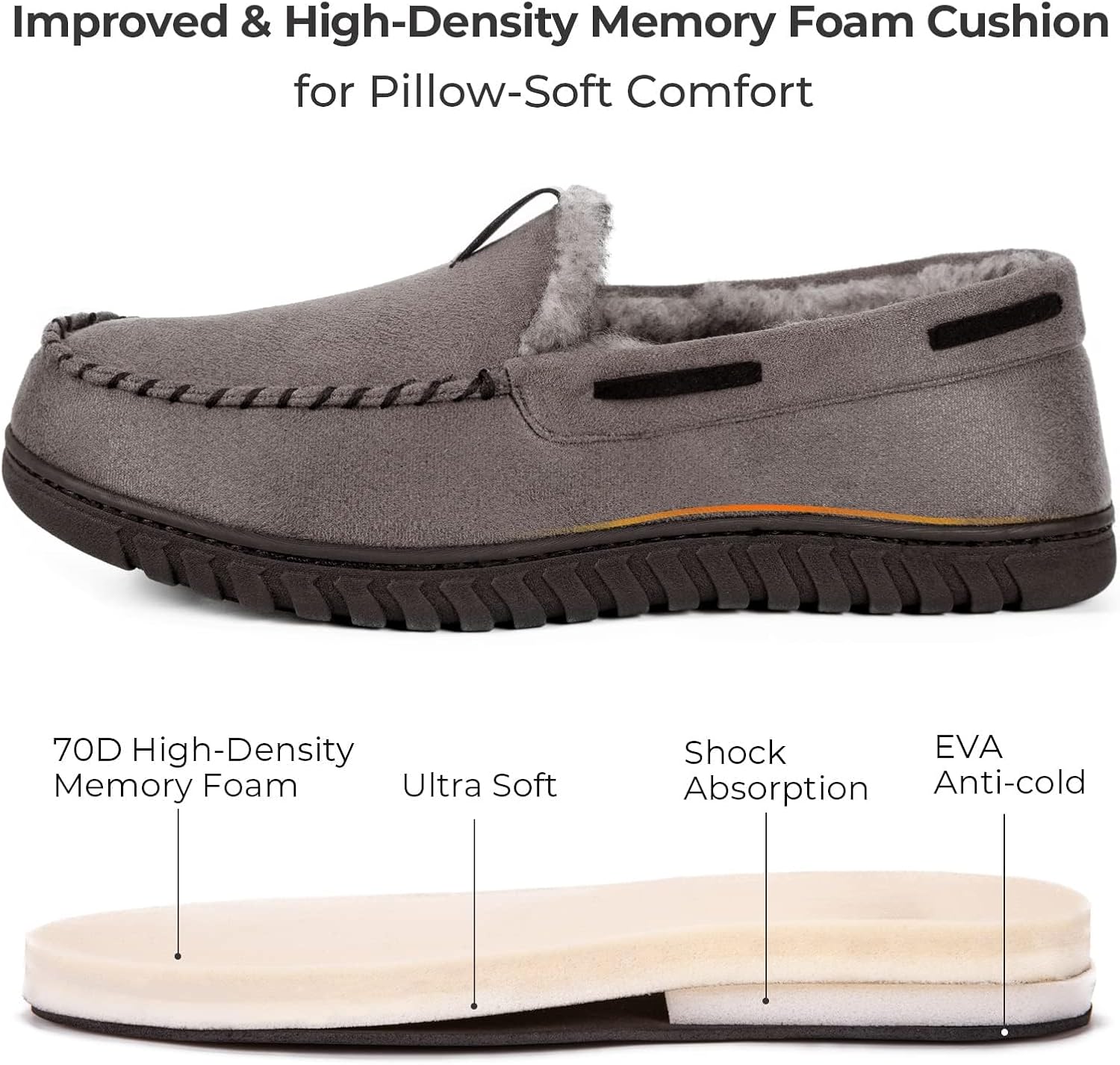 Thumbnail 4 de VeraCosy Men's Classic Moccasin Slippers 1 size up