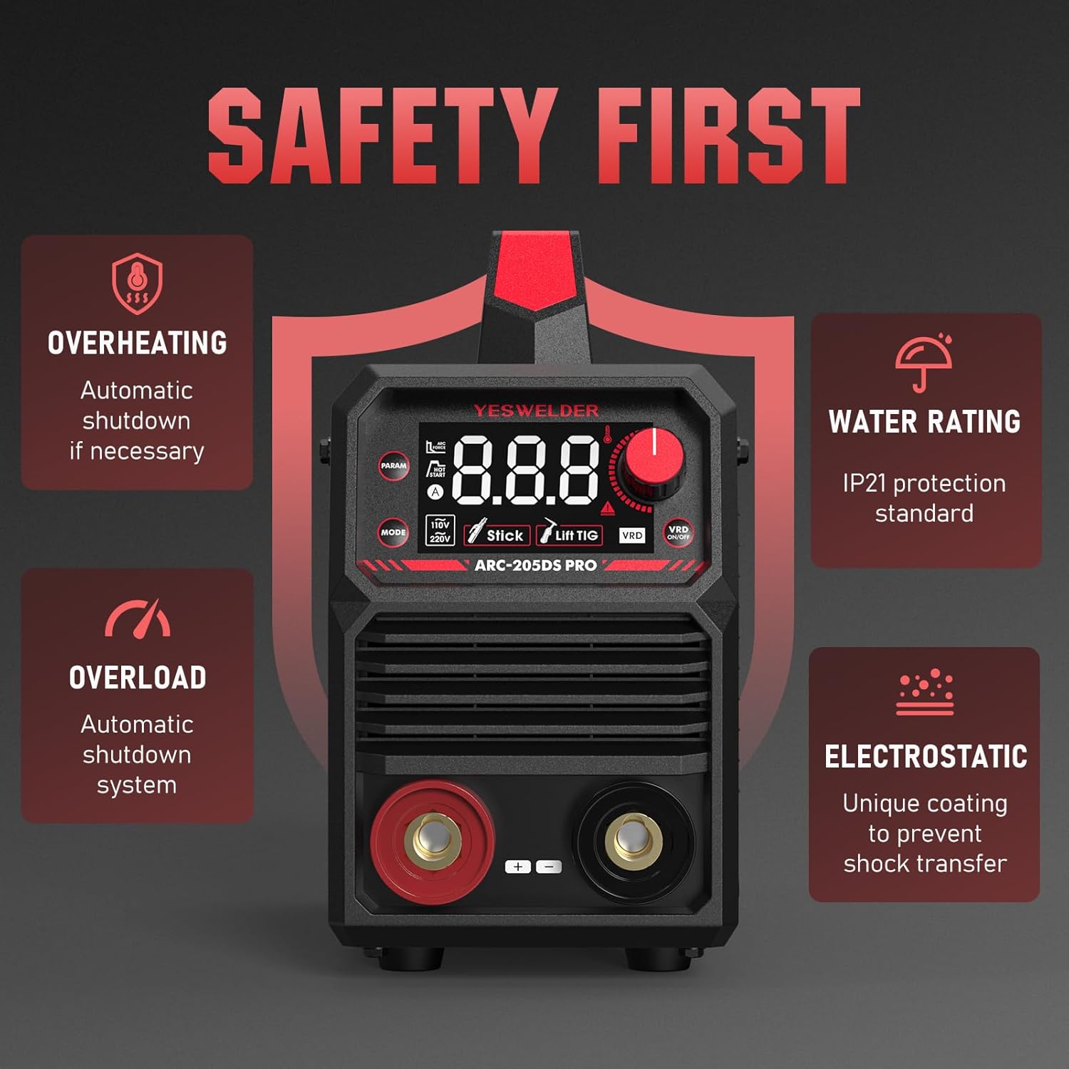 Thumbnail 5 de YESWELDER 205Amp Stick Welder (110V/220V) with IGBT, Hot Start & Arc Force, Large LED Display
