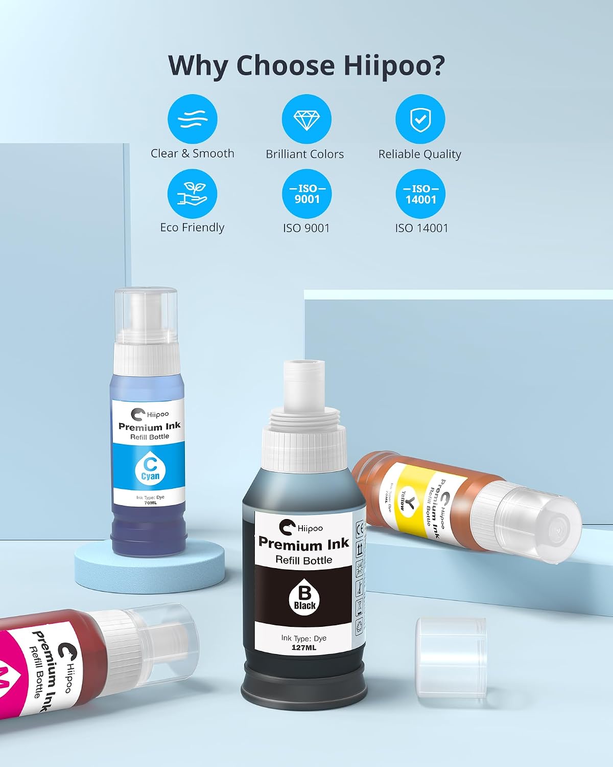 Detalle de Hiipoo T502 Refill Ink Bottles, 4-Colour Set for Epson EcoTank Printers