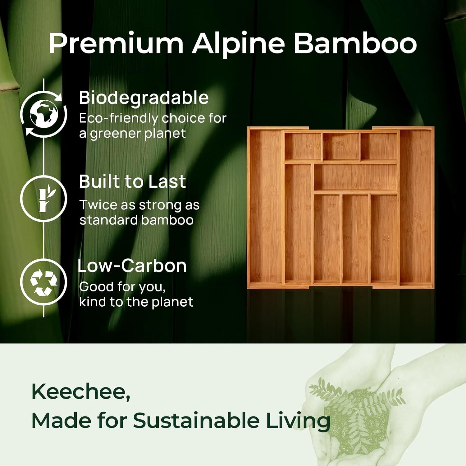 Thumbnail 6 de Keechee Bamboo Drawer Organizer, 10 Slots