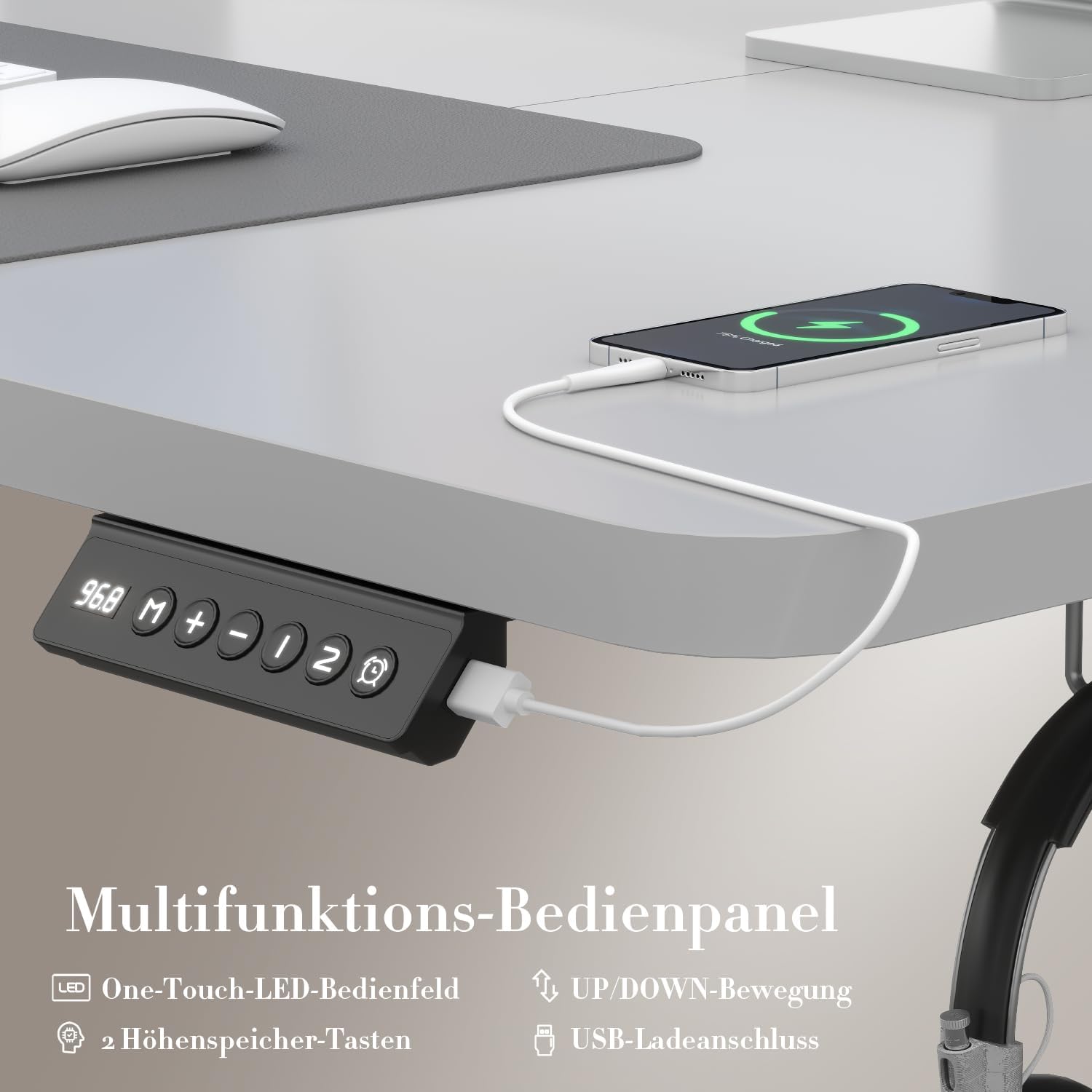 Detalle de Airfish f4ad28d6-426a-444e-a155-f54fb98c1a25 elektrisch zit-sta bureau 200 x 80 cm