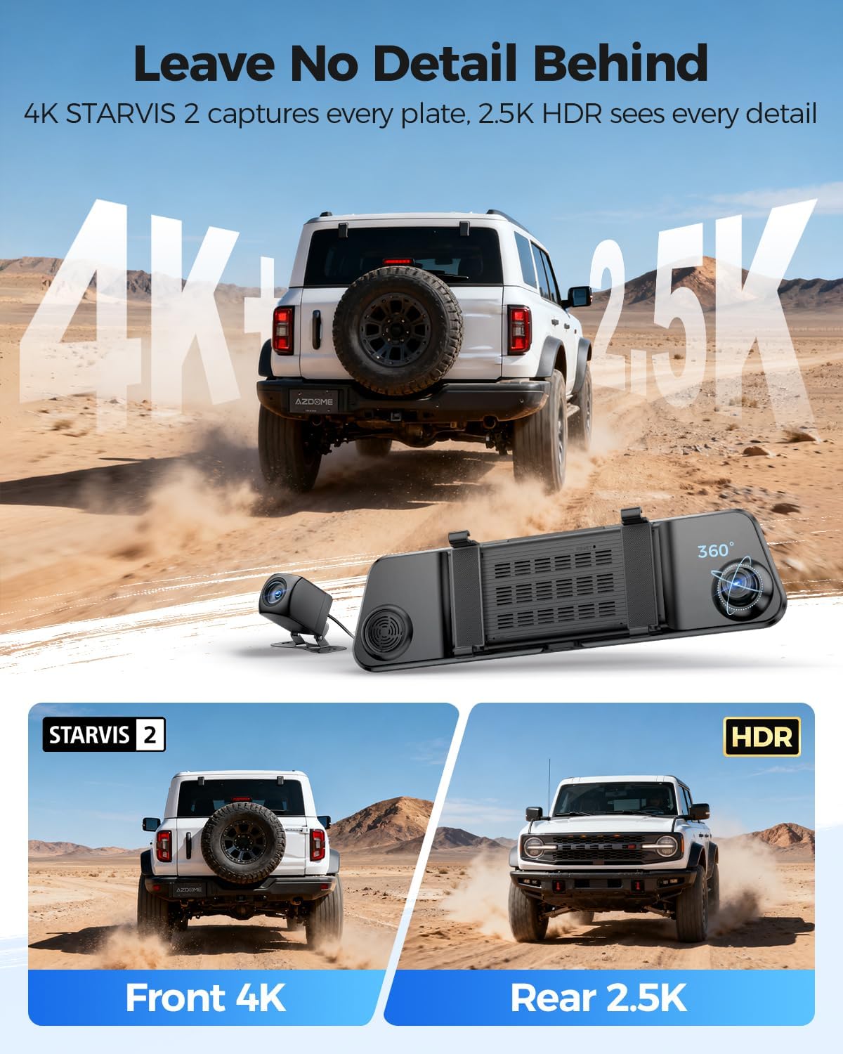 Detalle 2 de AZDOME PG17 Pro 4K+2.5K Mirror Dash Cam