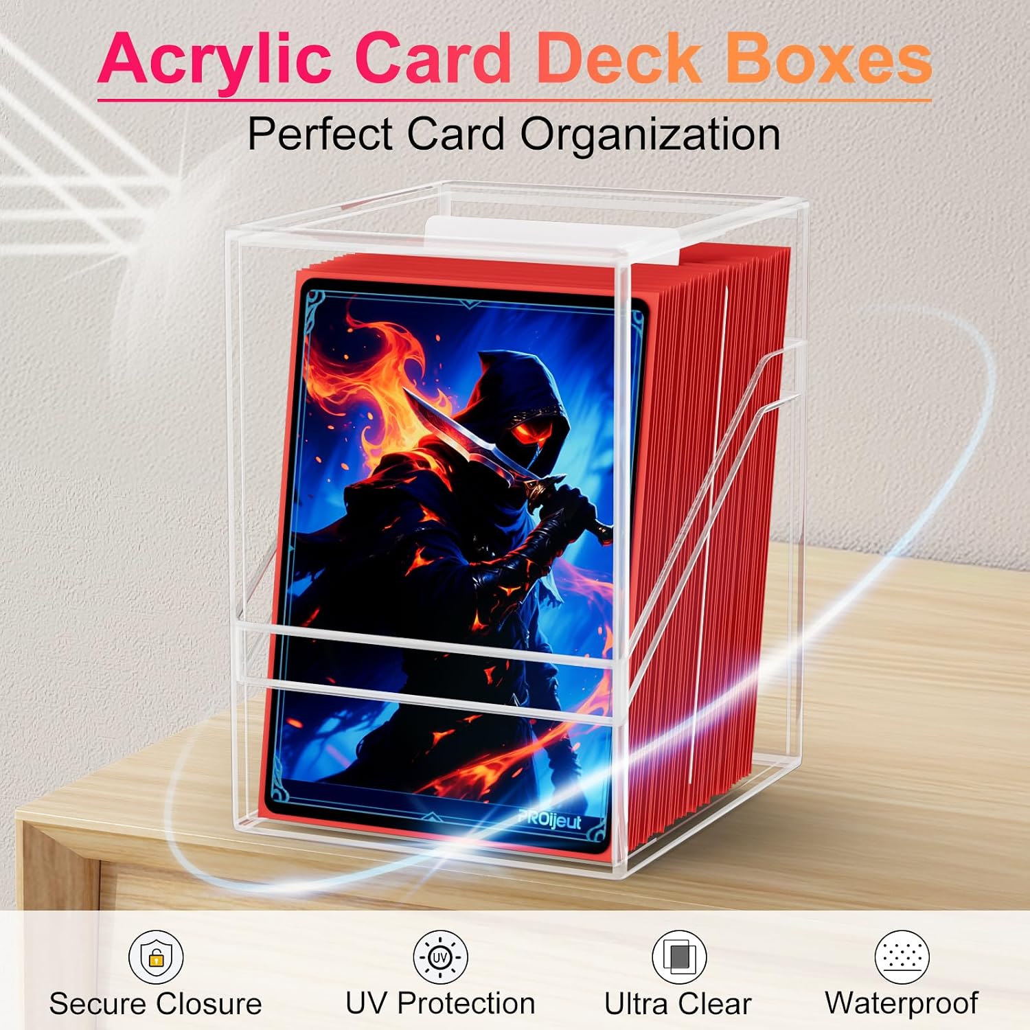 Thumbnail 4 de Proijeut Card Deck Box with Portable Case: 6-Pack Clear Acrylic Organizer for 600+ Double-Sleeved Cards