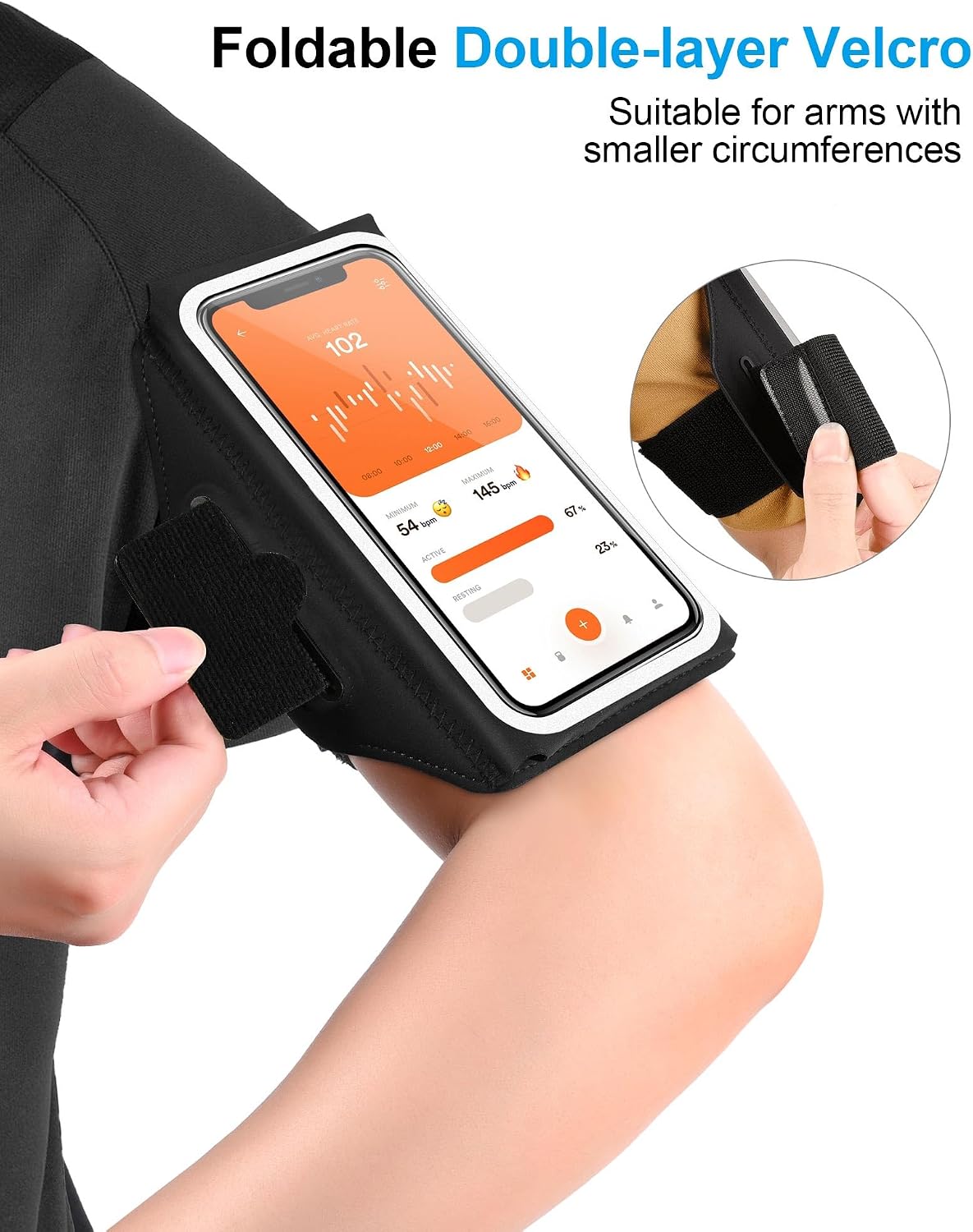 Detalle de Razobws Running Armband Phone Holder with Airpods Zipper Pocket for Up to 6.9" Phones
