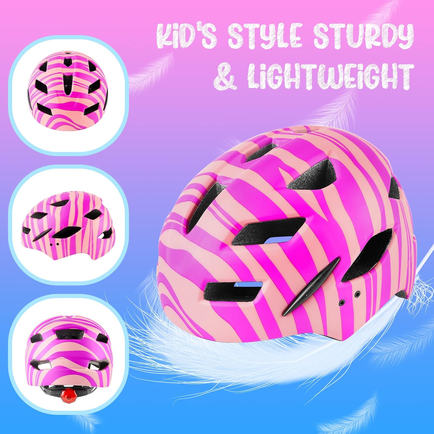 Thumbnail 1 de RaMokey Kids Helmet (50–56cm) with Rear Taillight, Adjustable Dial & Removable Visor