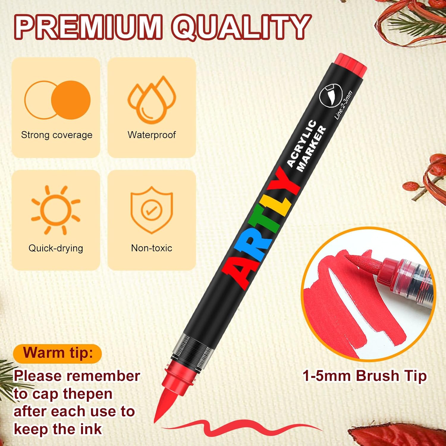 Thumbnail 1 de Efimeso 120 Farben Acrylstifte – Profi-Set für Stein, Keramik, Holz, Stoff und Leinwand