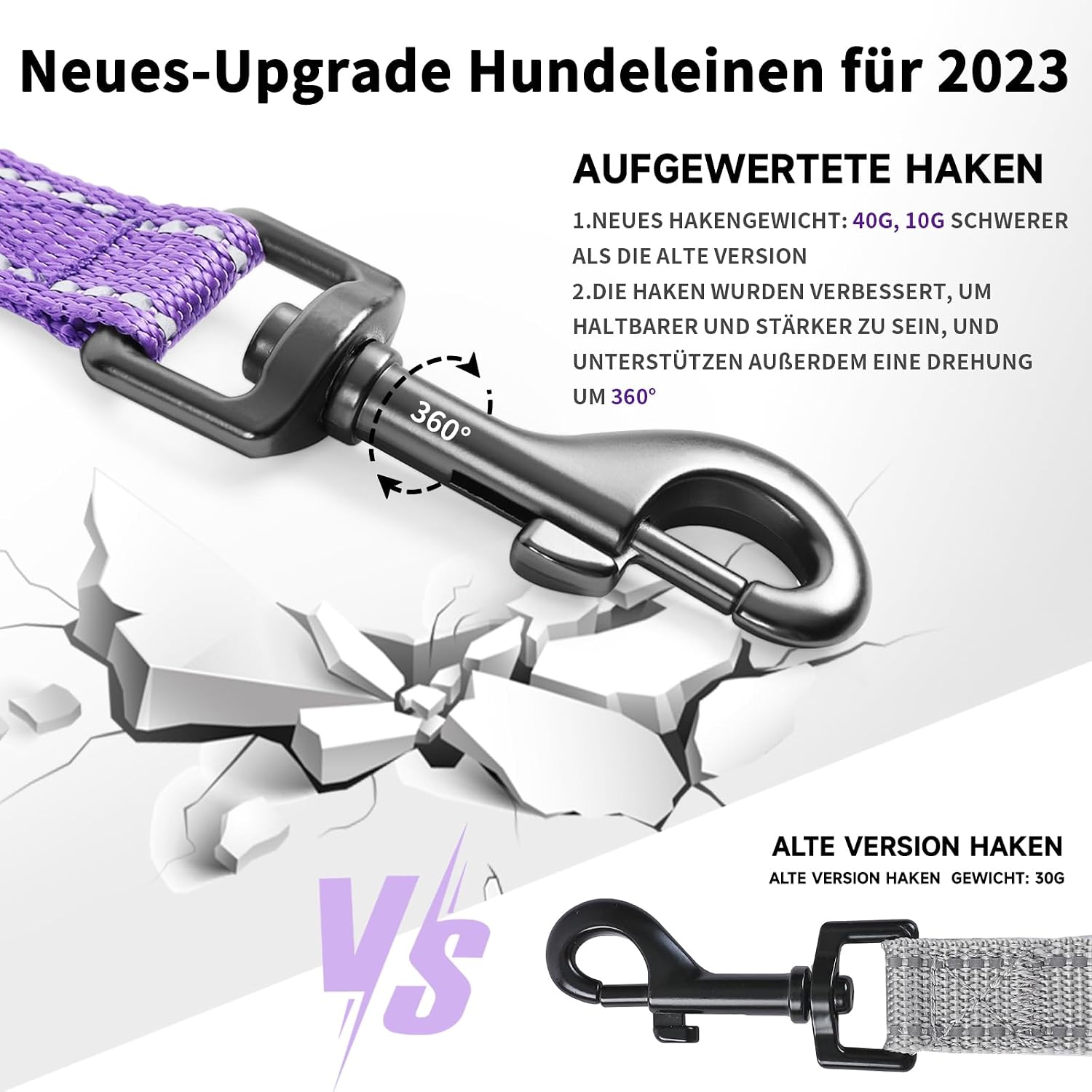 Detalle de Demigreat Schleppleine für Hunde mit reflektierenden Streifen – Trainingsleine mit gepolstertem Griff (3–20 m)