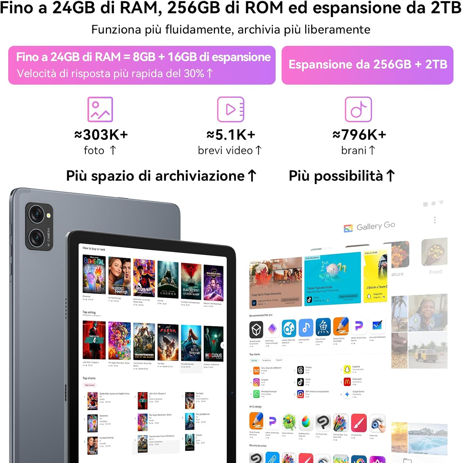 Detalle de TABWEE T20 Tablet Android 16 con Tastiera: potenza, stile e versatilità 10